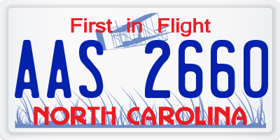 NC license plate AAS2660