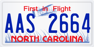 NC license plate AAS2664