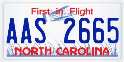 NC license plate AAS2665