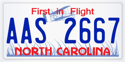 NC license plate AAS2667
