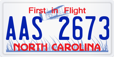 NC license plate AAS2673
