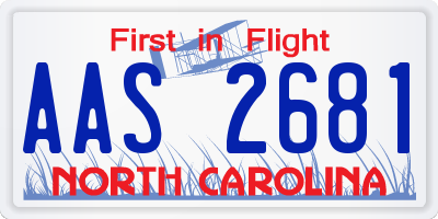 NC license plate AAS2681