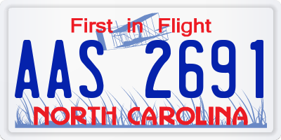NC license plate AAS2691