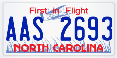 NC license plate AAS2693
