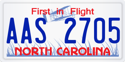 NC license plate AAS2705