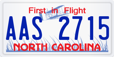 NC license plate AAS2715