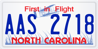NC license plate AAS2718