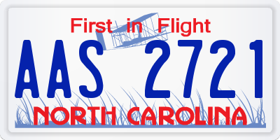 NC license plate AAS2721