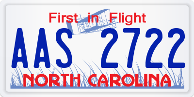NC license plate AAS2722