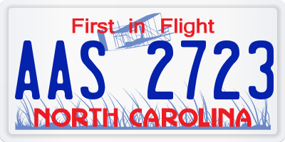 NC license plate AAS2723