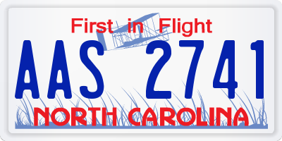 NC license plate AAS2741