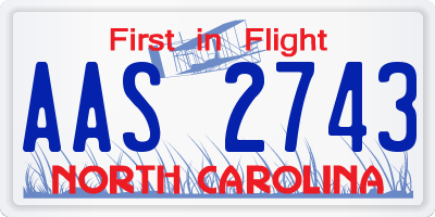 NC license plate AAS2743