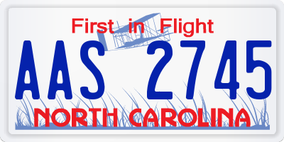 NC license plate AAS2745