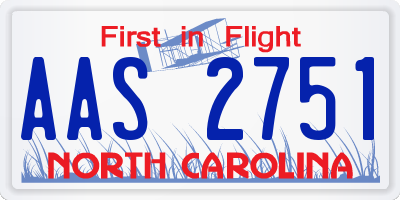 NC license plate AAS2751