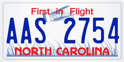 NC license plate AAS2754