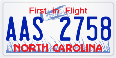 NC license plate AAS2758