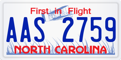 NC license plate AAS2759