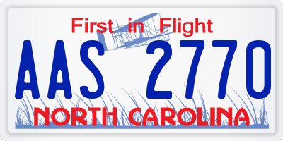 NC license plate AAS2770