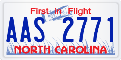 NC license plate AAS2771