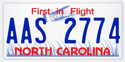NC license plate AAS2774