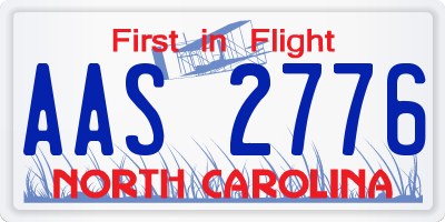 NC license plate AAS2776
