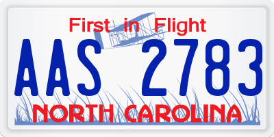 NC license plate AAS2783