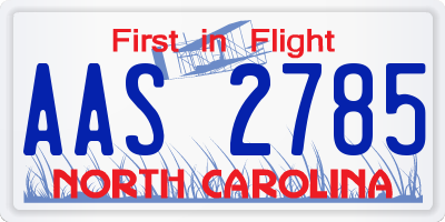 NC license plate AAS2785