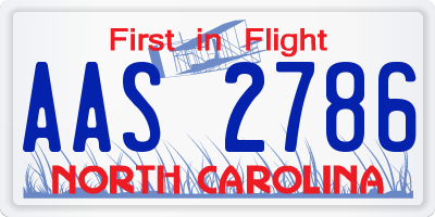 NC license plate AAS2786