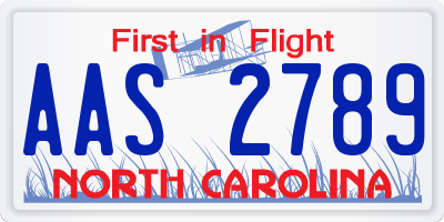 NC license plate AAS2789