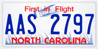 NC license plate AAS2797