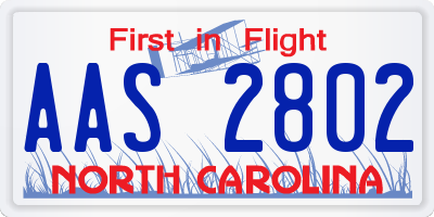 NC license plate AAS2802