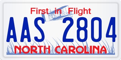 NC license plate AAS2804