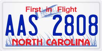 NC license plate AAS2808