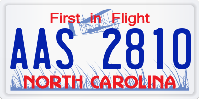 NC license plate AAS2810