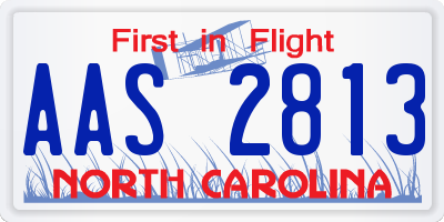 NC license plate AAS2813