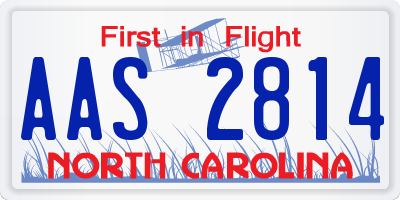 NC license plate AAS2814