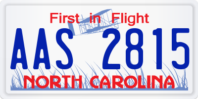 NC license plate AAS2815