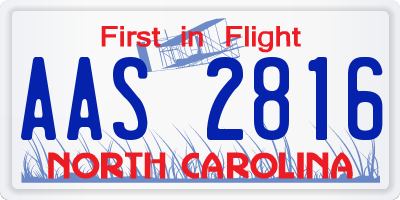 NC license plate AAS2816