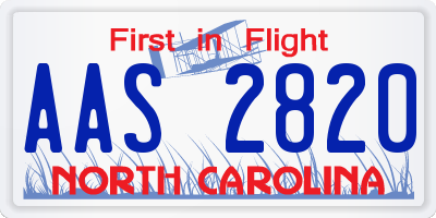 NC license plate AAS2820