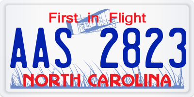 NC license plate AAS2823