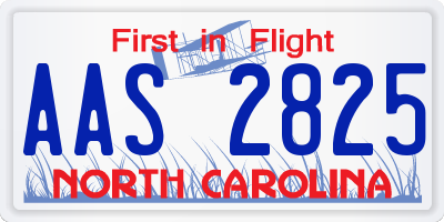 NC license plate AAS2825