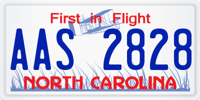 NC license plate AAS2828