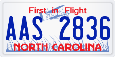 NC license plate AAS2836