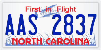 NC license plate AAS2837