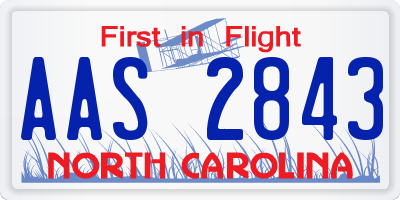 NC license plate AAS2843