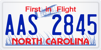 NC license plate AAS2845