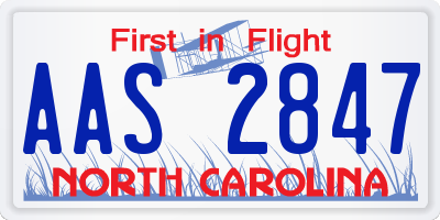 NC license plate AAS2847