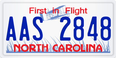 NC license plate AAS2848
