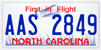 NC license plate AAS2849