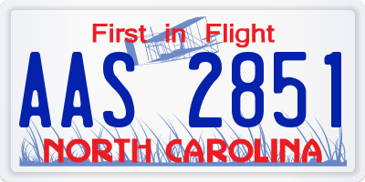 NC license plate AAS2851